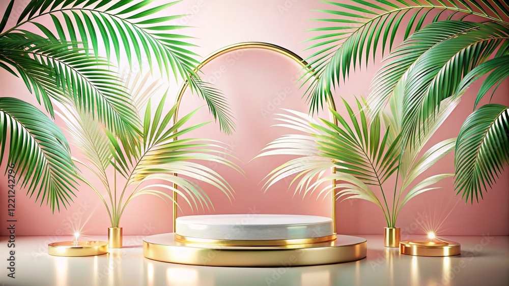 Product mockup templet, Golden luxury empty podium Illustration