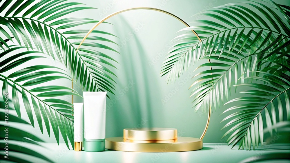 Product mockup templet, Golden luxury empty podium Illustration