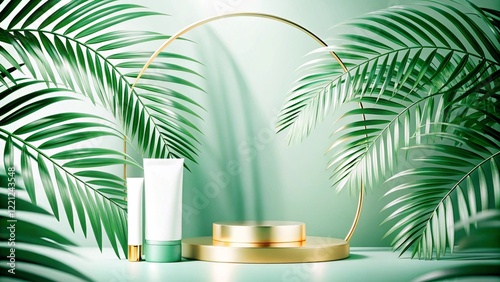 Obraz na płótnie Product mockup templet, Golden luxury empty podium Illustration w salonie