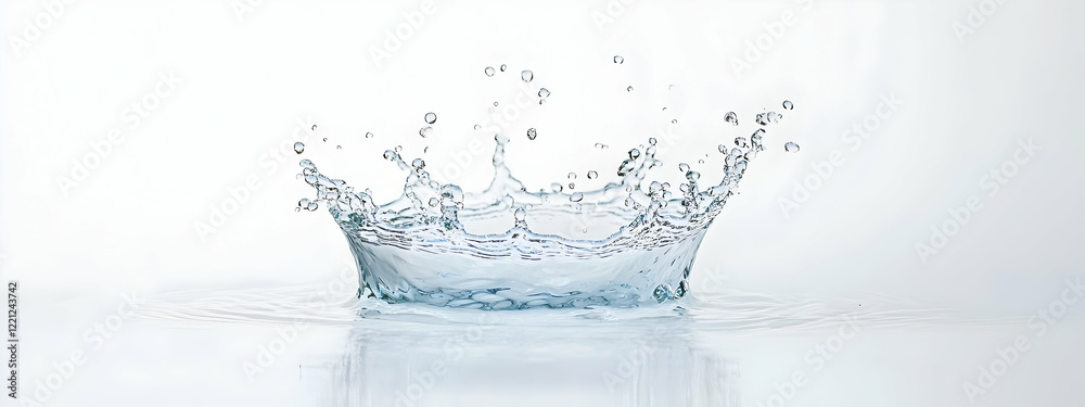 Water splash, isolated on a white background, simple design, flat lay, studio lighting Water splash, isolated on a white background, simple design, flat lay, studio lighting