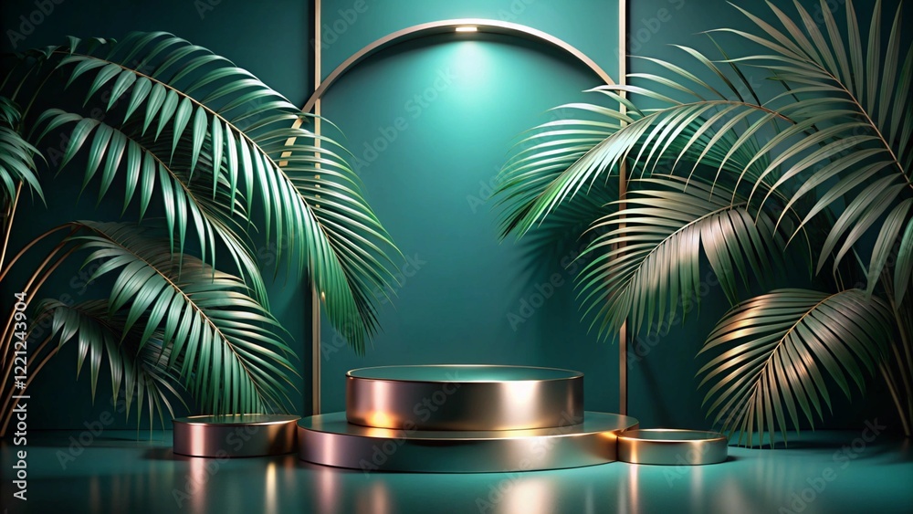 Product mockup templet, Golden luxury empty podium Illustration