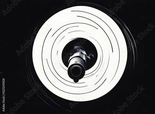 A white circle in the center of a gun barrel photo