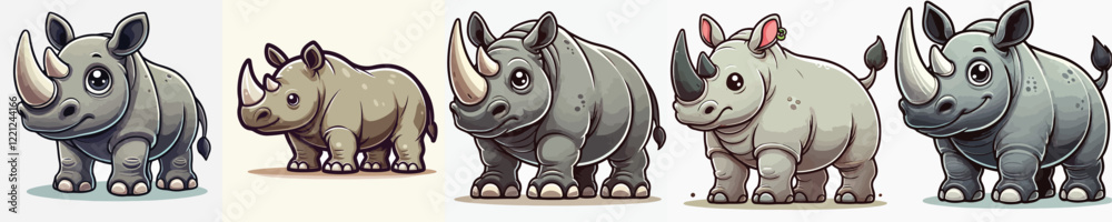 Fototapeta premium very cute and adorable rhino vector