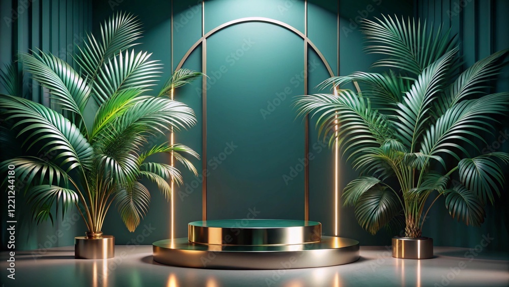 Product mockup templet, Golden luxury empty podium Illustration
