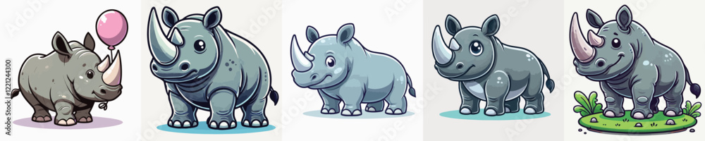 Fototapeta premium very cute and adorable rhino vector