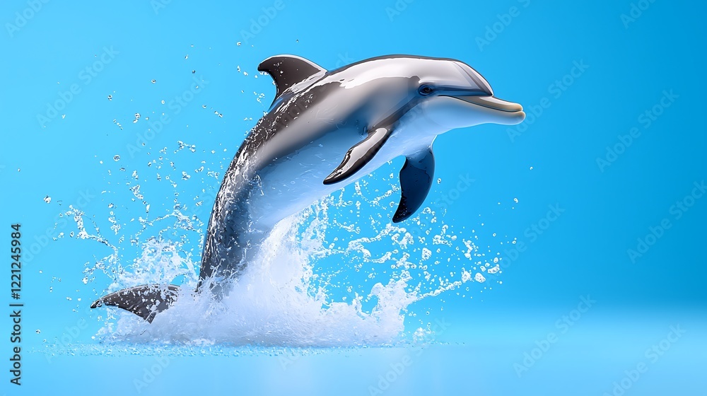 Fototapeta premium Playful Dolphin Leaping from the Ocean Water