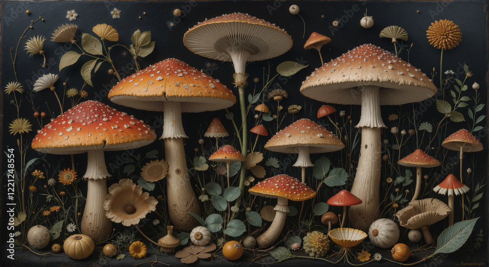 background illustration of a bunch of mushrooms background illustration of a bunch of mushrooms
