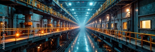 Wallpaper Mural Gleaming metal catwalks above refinery floor, intricate machinery, massive, pipes Torontodigital.ca