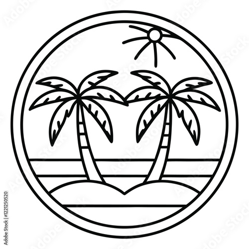 Tropical silhouette two palm trees vector