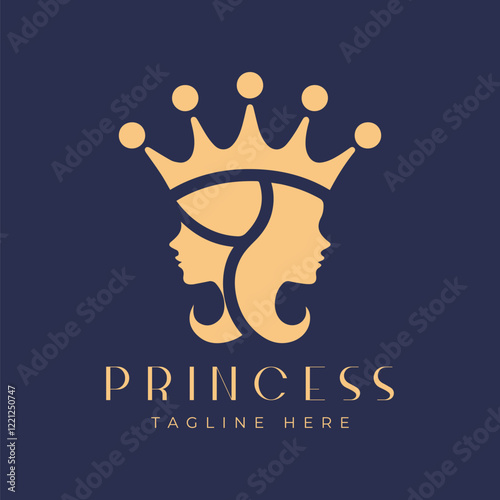 luxury princess logo vector illustration, queen logo, beauty woman logo template