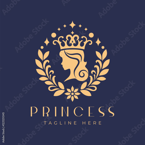 luxury princess logo vector illustration, queen logo, beauty woman logo template