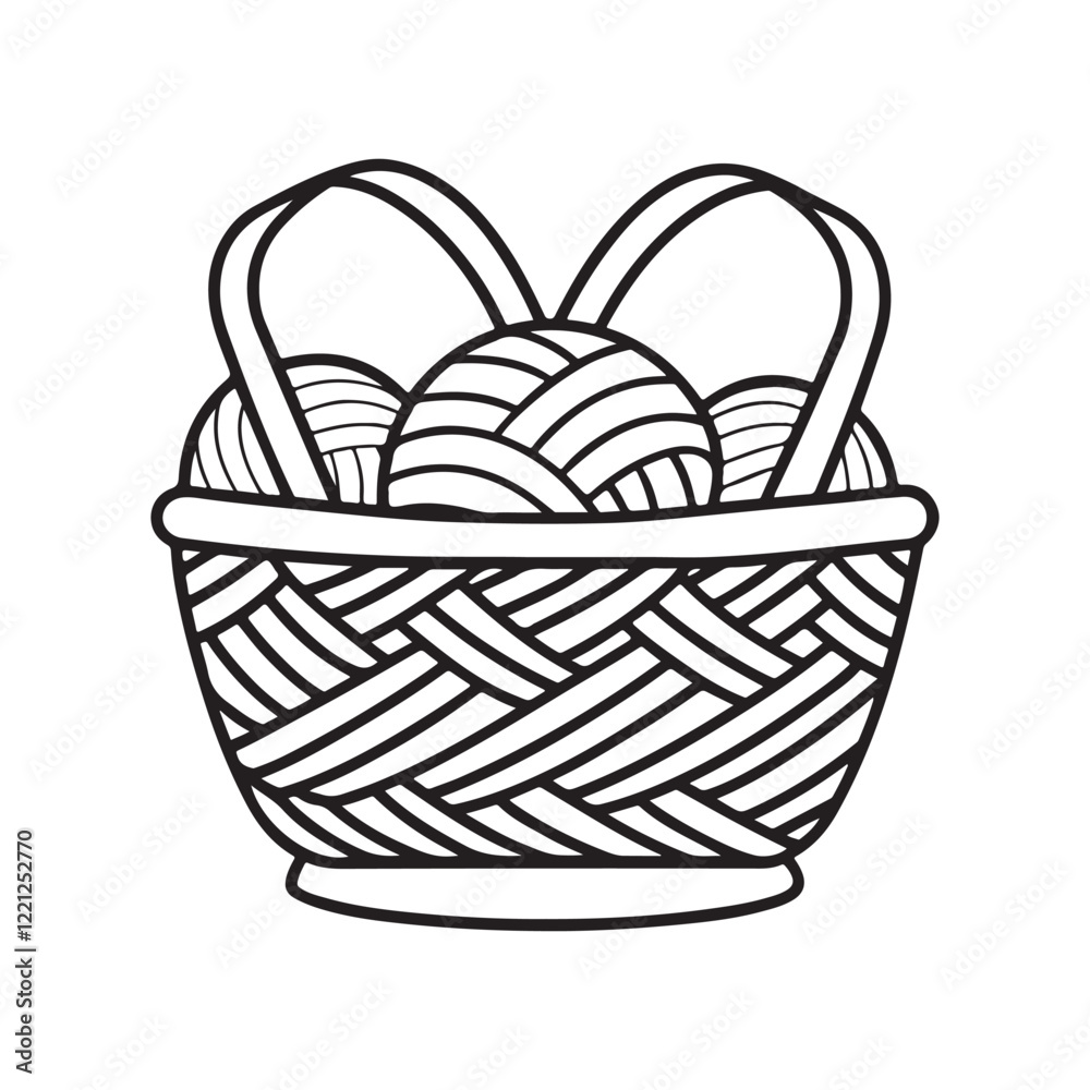 Obraz premium Girl and Groovy: Bold and Easy Coloring Page, Line art, Balck and white Image, Drawing, basket Coloring page