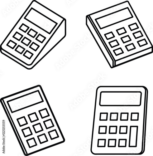 Calculators line art vector illustration