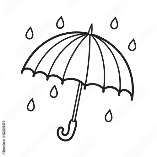 Girl and Groovy: Bold and Easy Coloring Page, Line art, Balck and white Image, Drawing, umbrella Coloring page