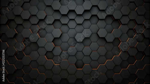Futuristic hexagonal geometric background with Warm orange accents background.