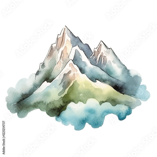 watercolors A serene mountain illustration for kids book illustration