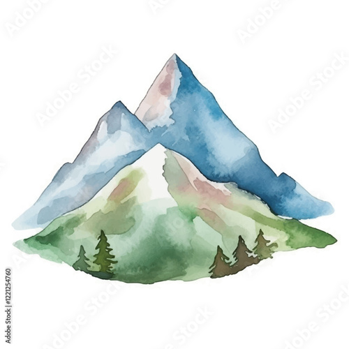 watercolors A serene mountain illustration for kids book illustration