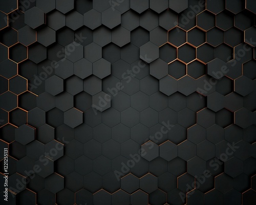 Futuristic hexagonal geometric background with Warm orange accents background.