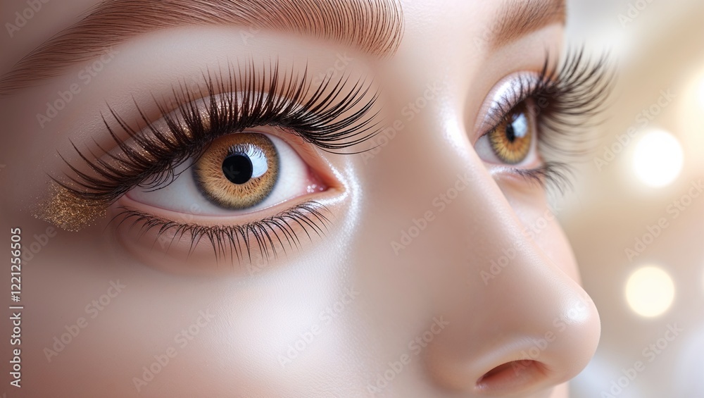 Close Up of a Serene Female Eye Emphasizing Natural Beauty Close Up of a Serene Female Eye Emphasizing Natural Beauty