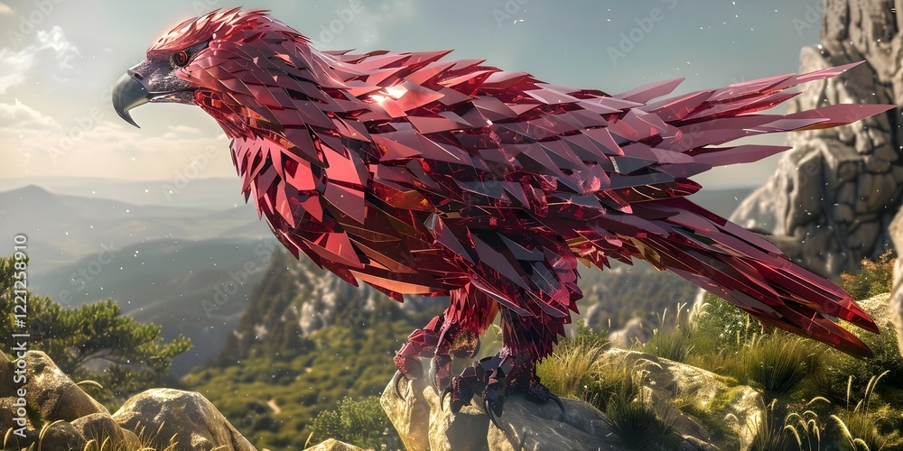 Fototapeta premium A Red Eagle On The Mountain Ai Generate 