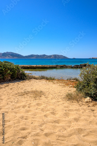 Obraz na płótnie Fanos beach with fine sand, located in the south of Koufonisi. Small Cyclades, Greece w salonie