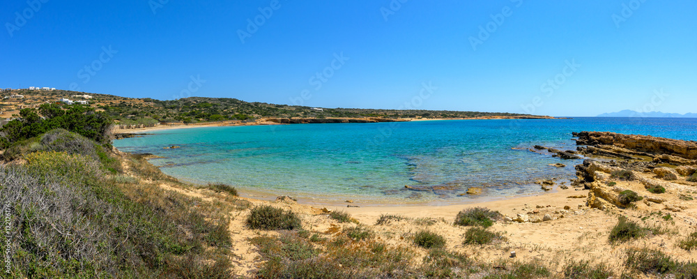 Fanos beach with clear water and fine sand, located in the south of Koufonisi. Small Cyclades, Greece