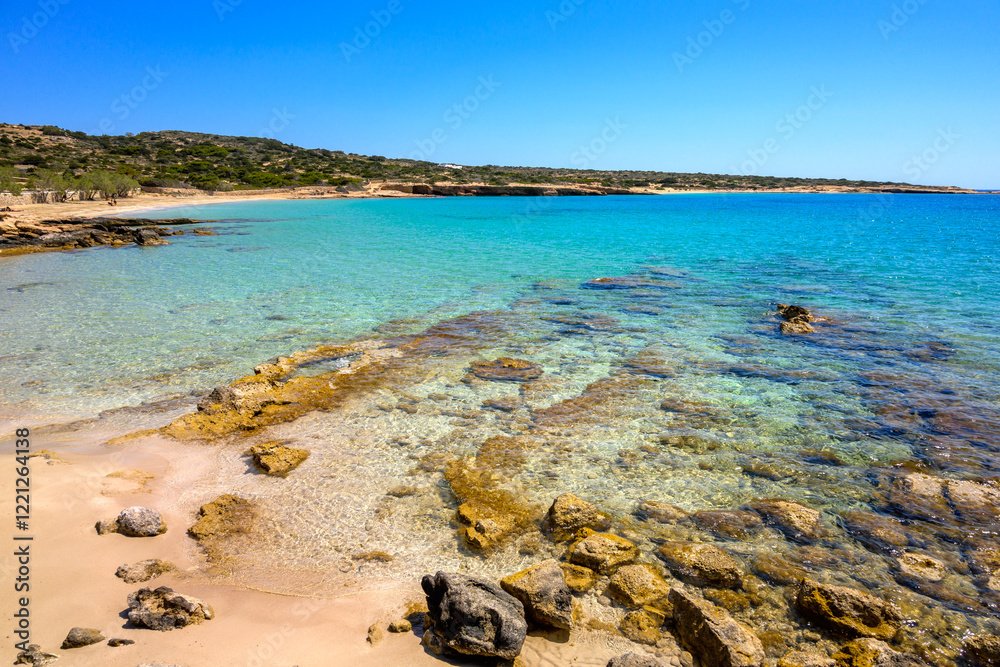 Fanos beach with clear water, located in the south of Koufonisi. Small Cyclades, Greece