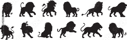 Silhouette of a lion in vector art.