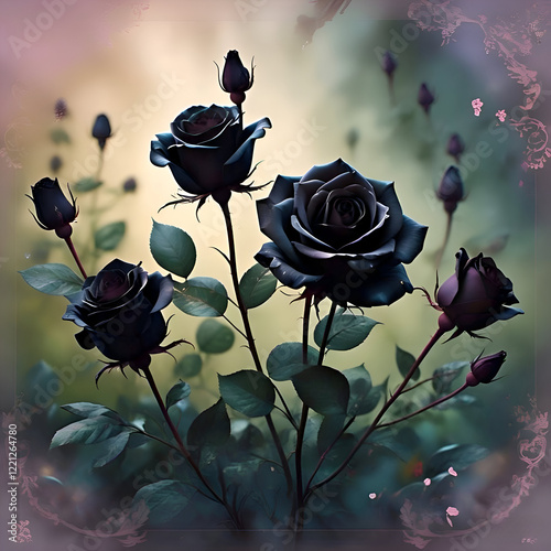  The wallpaper of black rose with soft dark background.