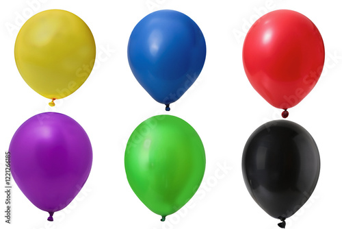 Air, multi-colored balloons on a white, isolated background. Inflatable balloons