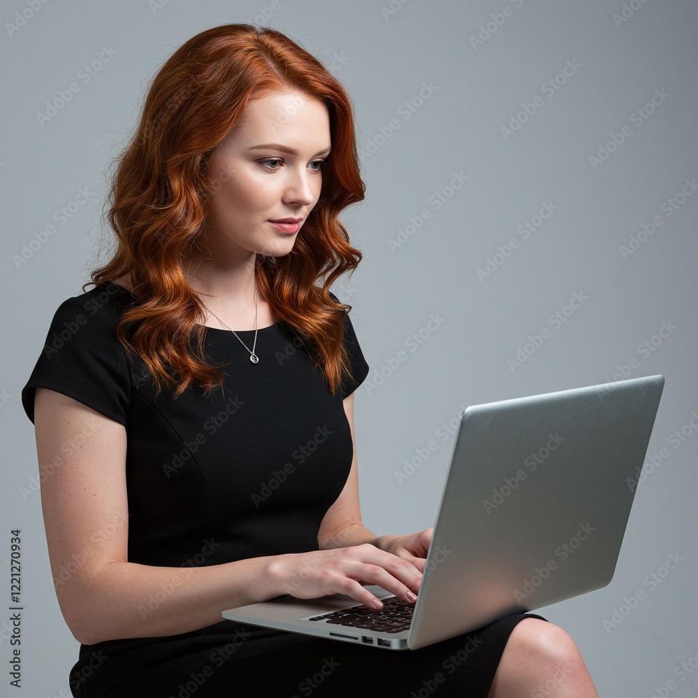 Fototapeta premium Beautiful woman using a laptop computer.