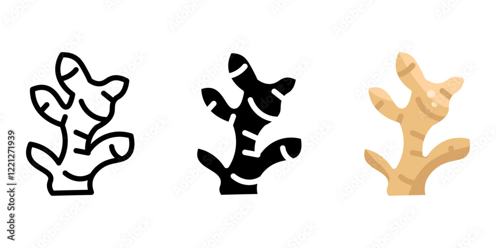 Ginger root icon. Ginger seasoning sign. Anti flu tea ingredient symbol. Ginger root icon. Ginger seasoning sign. Anti flu tea ingredient symbol.