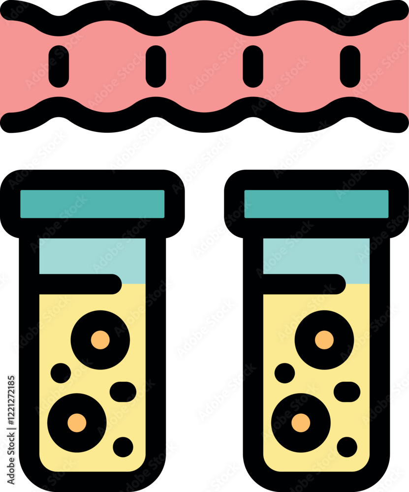 Stool analysis in test tubes with intestinal tract showing presence of parasites, providing insights into gut health and potential infections Stool analysis in test tubes with intestinal tract showing presence of parasites, providing insights into gut health and potential infections
