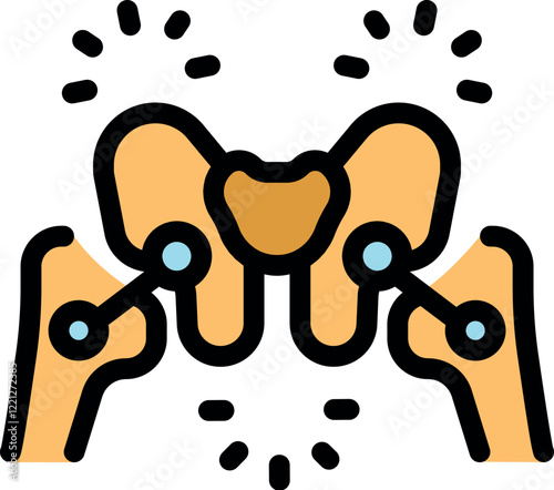 Pelvic bones showing sacrum and ilium bones, highlighting discomfort and pain in the pelvic region