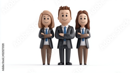 Confident Business Team:  Unity, Collaboration, and Professional Success.  3D stylized figures illustrating teamwork and partnersh