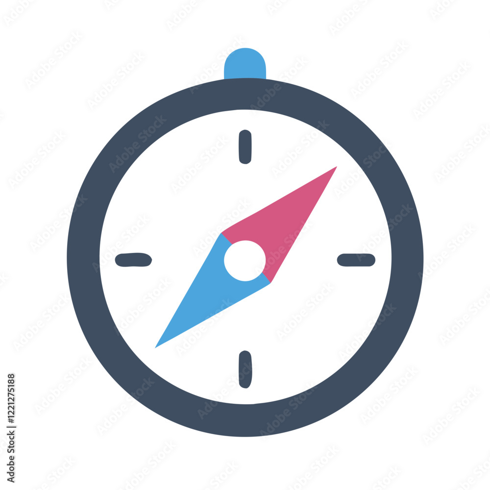 Compass icon with pink and blue pointer on black background Compass icon with pink and blue pointer on black background