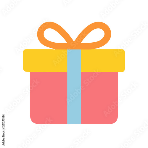 Colorful gift box with bow on black background