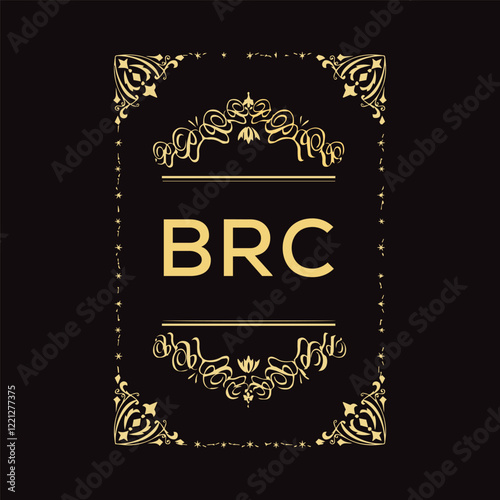 BRC letter logo design on black background.