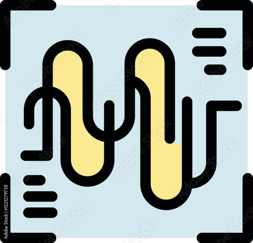 Voice recognition software processing and analyzing a sound wave, displayed on a grid background with data indicators