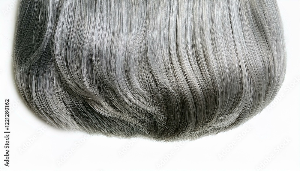 Naklejka premium short straight silver grey wig with side fringe isolated on white background
