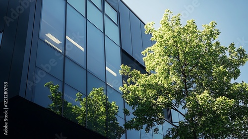 modern office building  exterior design in front of  tree