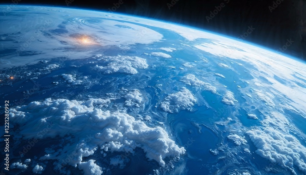 Fototapeta premium Breathtaking view of Earth from space with vibrant oceans and swirling clouds