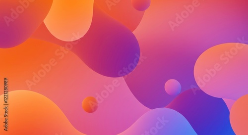 Fluid Forms: An abstract digital artwork showcases a vibrant collection of swirling, amorphous shapes in a gradient of colors, capturing movement, energy, and a sense of dynamic flow.