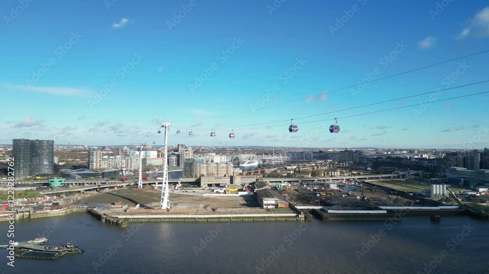 Cable car in London across the River Thames Cable car in London across the River Thames