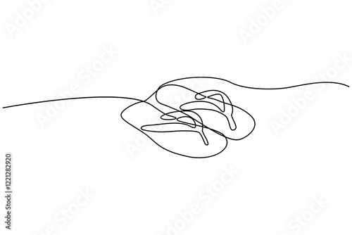 Summer flip flop foot Sandals continuous single line art outline Slippers vector icon
