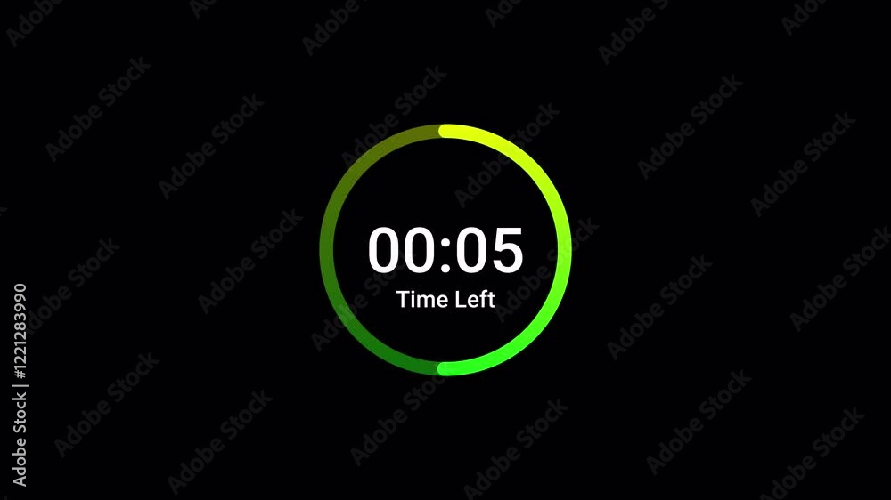 Circle countdown timer animation from ten to zero seconds countdown on transparent background, 10 seconds circle countdown timer animation with alpha channel, Countdown video
