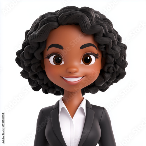 A professional 3D cartoon avatar of a young female customer service representative