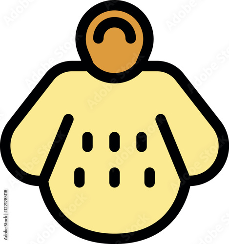 Cartoon drawing of an overweight person with a yellow pullover, representing obesity, unhealthy lifestyle, and excess weight issues