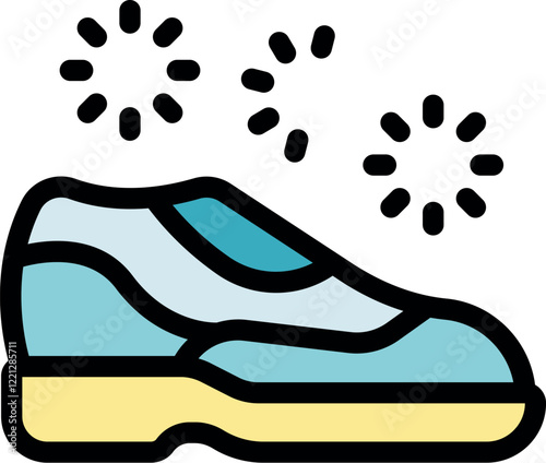 Sport shoes being cleaned and disinfected with antibacterial spray for hygiene and odor removal
