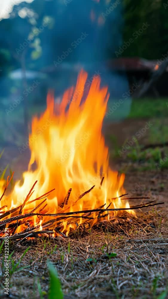 Campfire crackles under a starlit sky while friends gather around for stories and warmth in a serene wilderness setting Campfire crackles under a starlit sky while friends gather around for stories and warmth in a serene wilderness setting